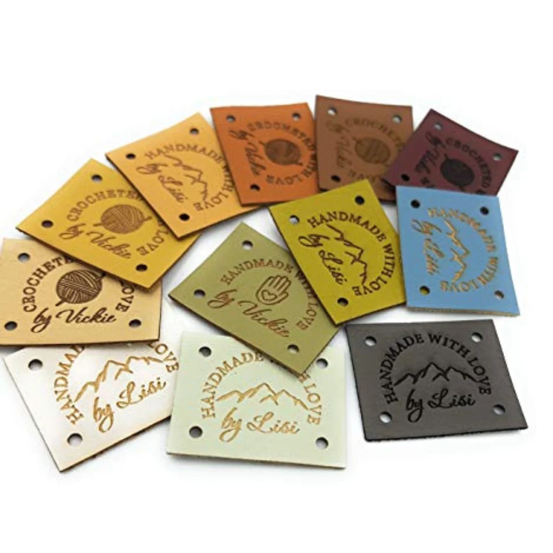 Clothing Label Leather Sweater Embossed Leather Label Knitting Crochet