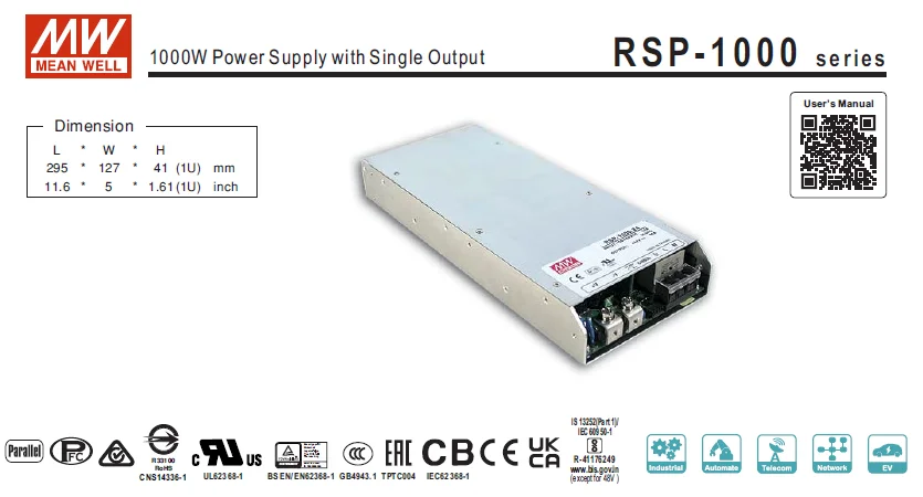 Meanwell 15kw Power Supply Single Output 15v Rsp 1000 15 Buy 12v 15v 24v 27v 48v Output 6907