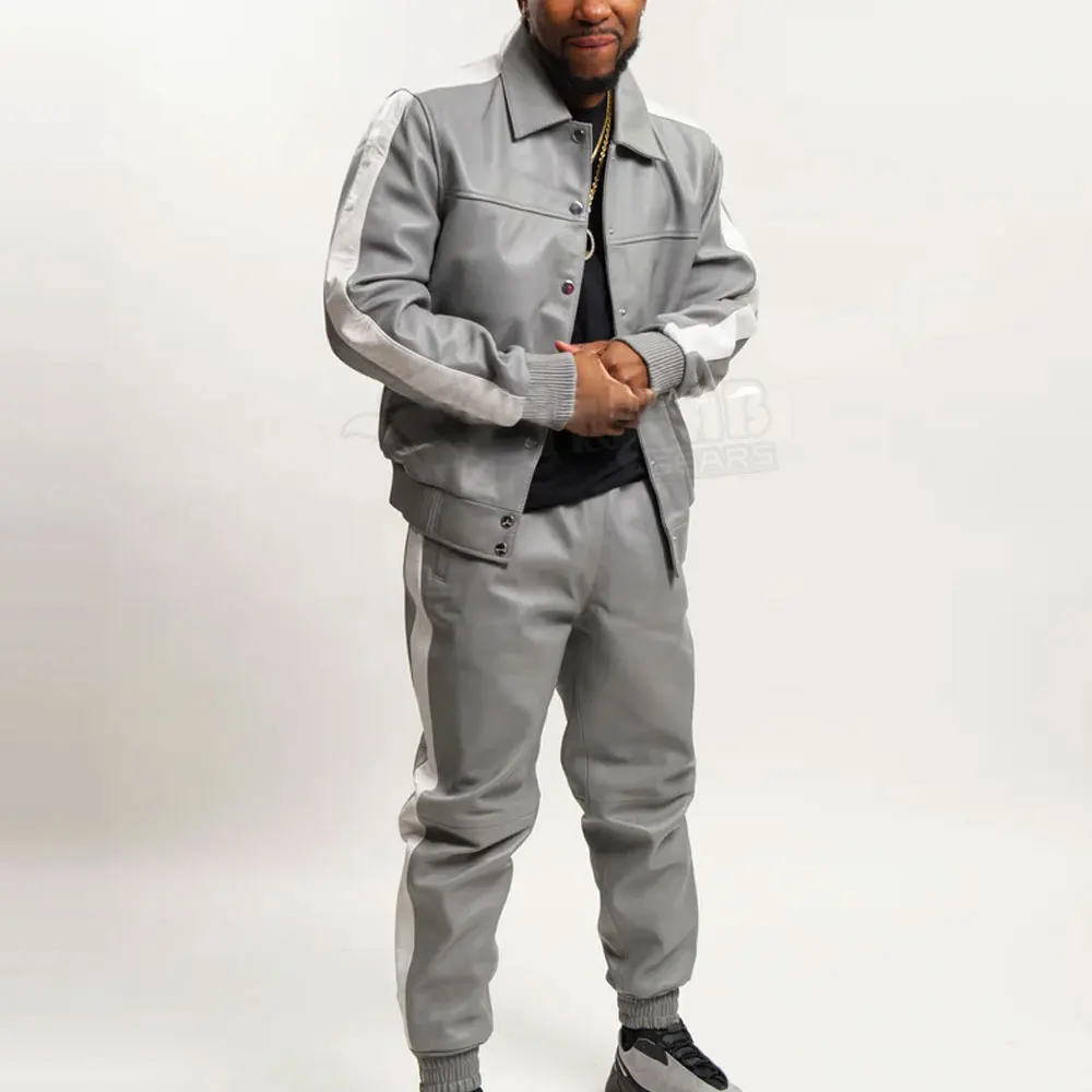 Pakistan Made Leather Tracksuit High Quality Custom Logo Men Tracksuit