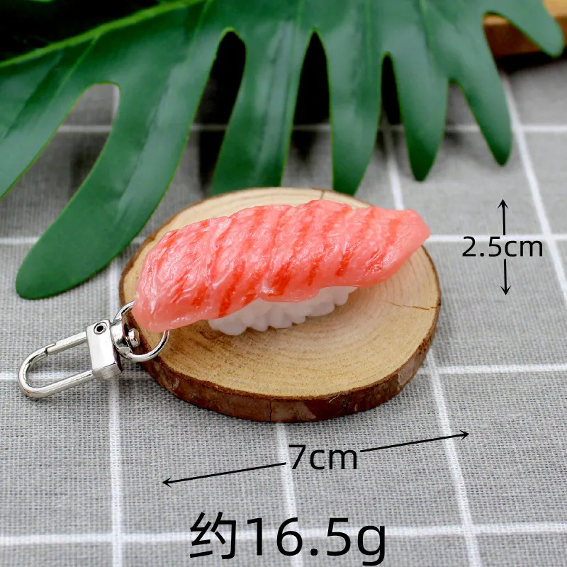 Kawaii 3D Realistic Salmon Sushi Keychain - Creative Japanese Food