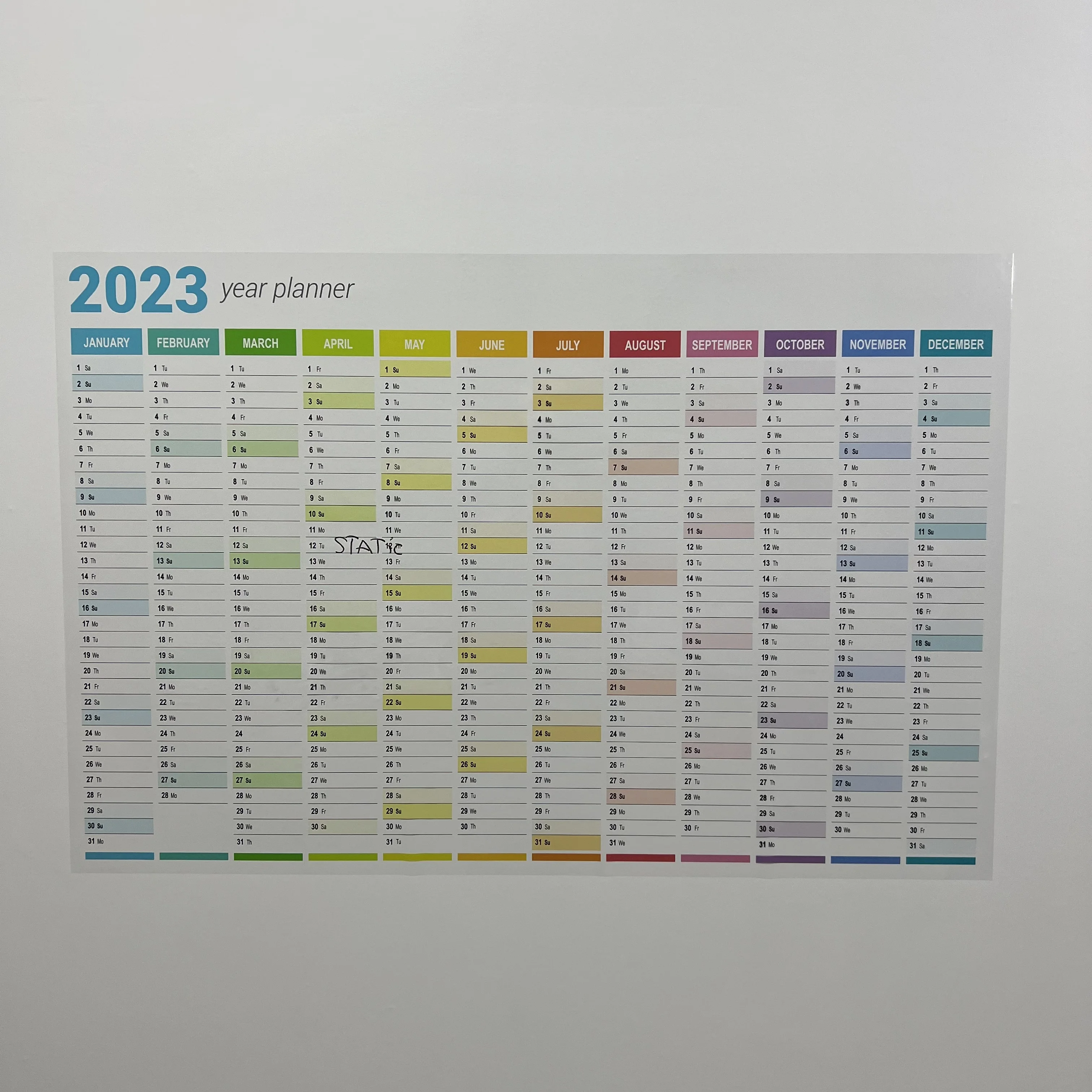 Dry Erase 2024 Calendar Annual Planner Model3 Reusable Durable Polystyrene Material Holds The