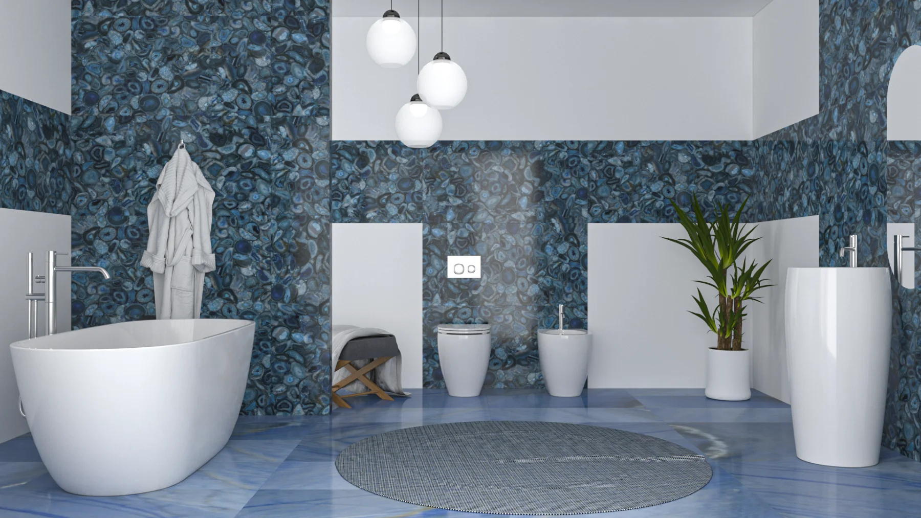 Blue Agatha Marble Effect Decorative Surface