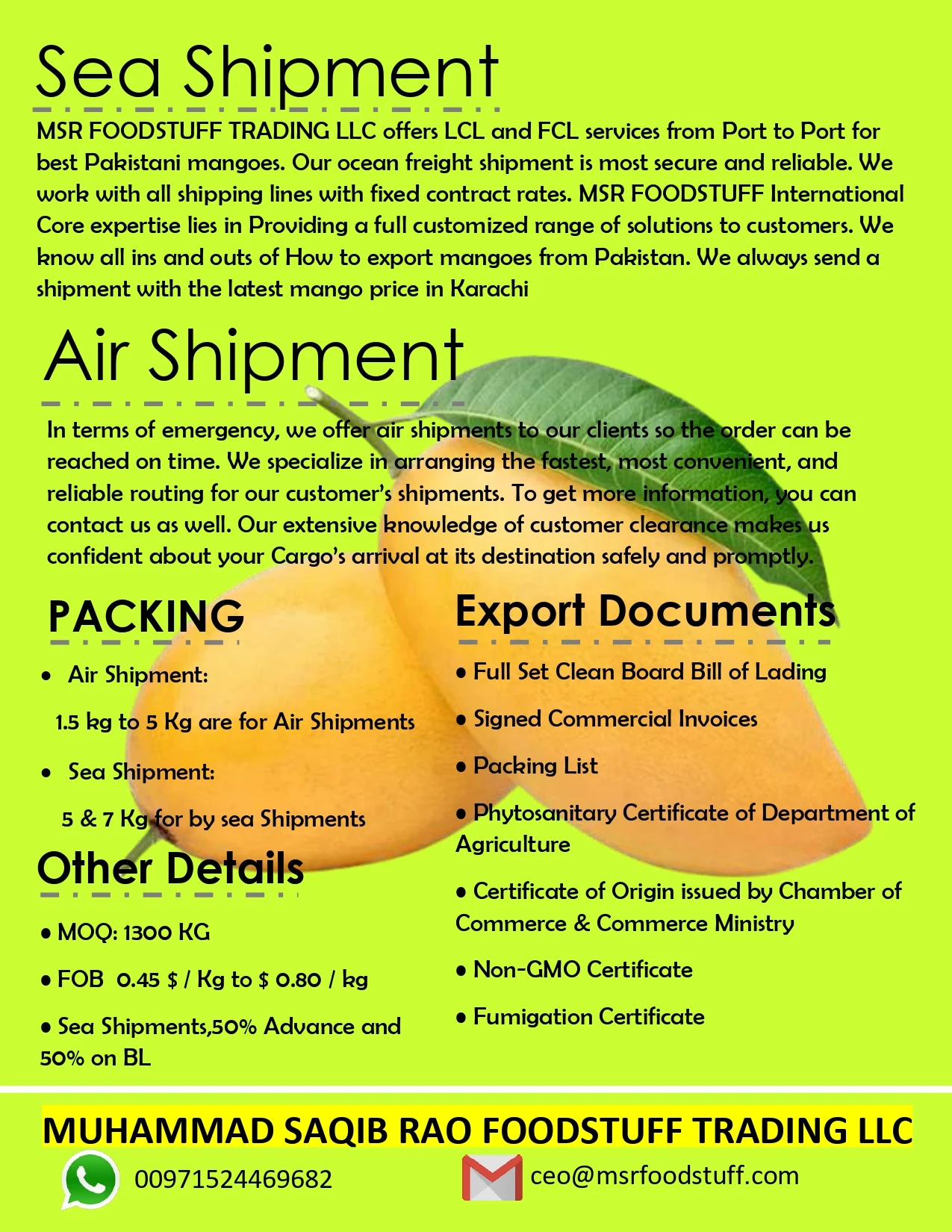 Fresh Mango Fruit Ready To Export Chaunsa / Sindhri Mangoes From