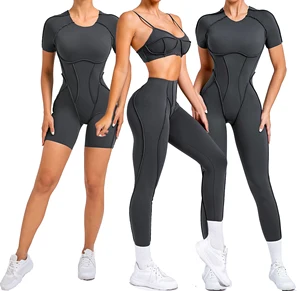 Factory Custom Hot Sale Sportswear Set Gym Clothing Active Wear Yoga Sports Jumpsuit High Waist Pants Set Fitness Yoga Wear for