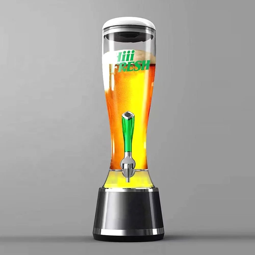 2023 New Design 3L Draft Beer Tower with Luminous Ice Tube /beer Dispenser Draft Beer Tower Dispenser