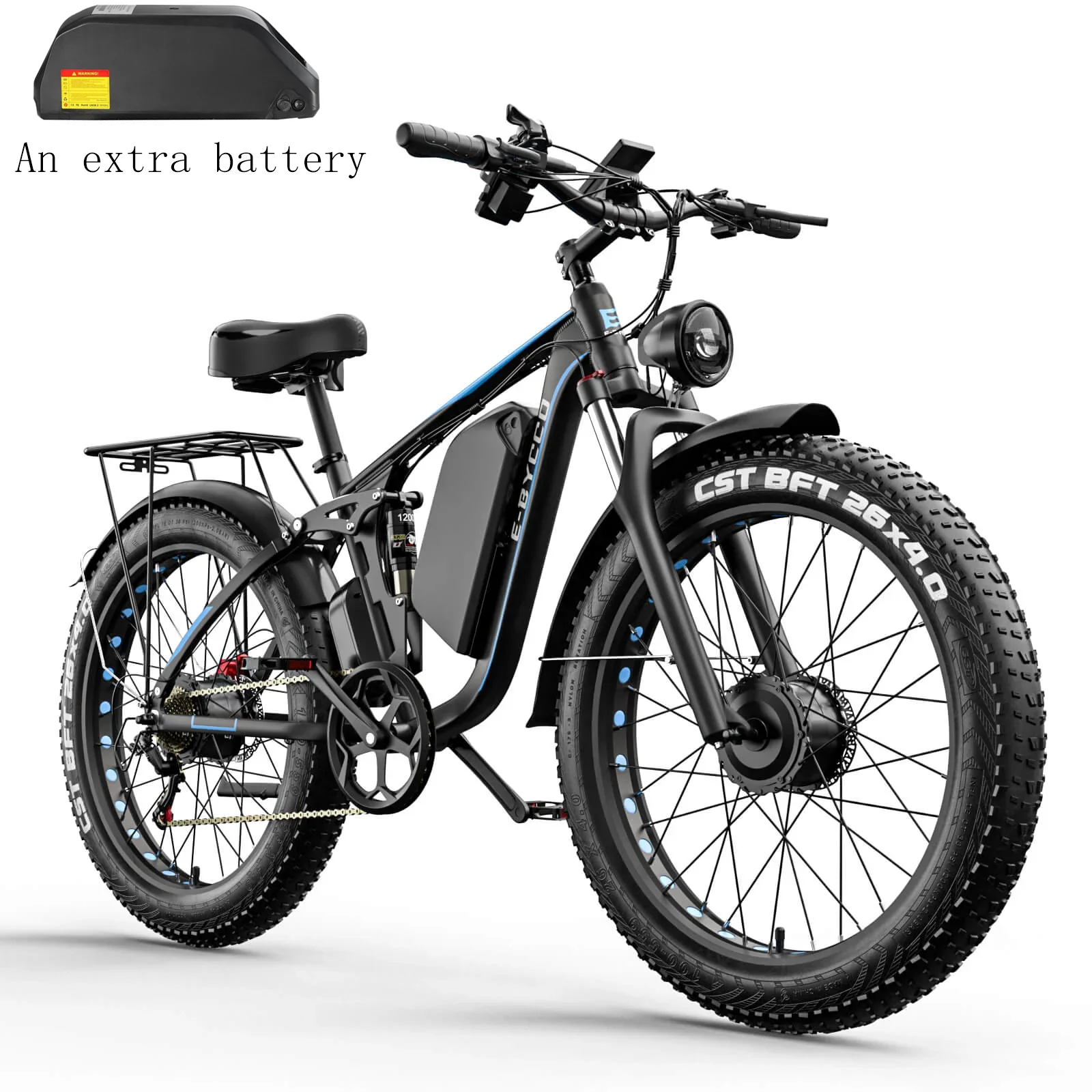 E·Bycco 26'' EB7PRO Dual Motor 2000W Peak 3000W 52V 23Ah Power for Adults Adult Electric Bike
