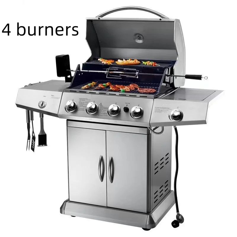 Factory Direct Sales 4 Burner Gas Grill Outdoor Stainless Steel 4 + 1