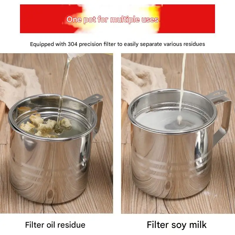410 Stainless Steel Oil Pot Kitchen Household No-hanging Oil Container Soy Sauce Vinegar Seasoning Bottle Large Oil Pot