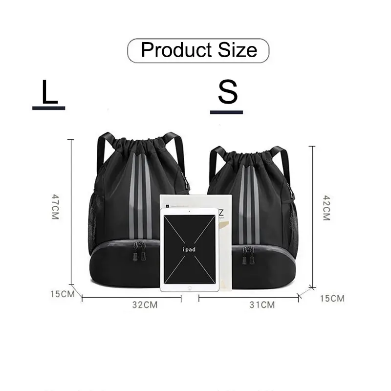 Comfortable Wide Adjustable Shoulder Strap Drawstring Backpack Bag