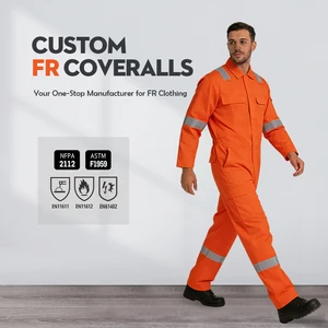 Wholesale OEM Custom Hi Vis Safety Reflective Coverall Construction Workwear Frc Clothing Fire Retardant Coverall