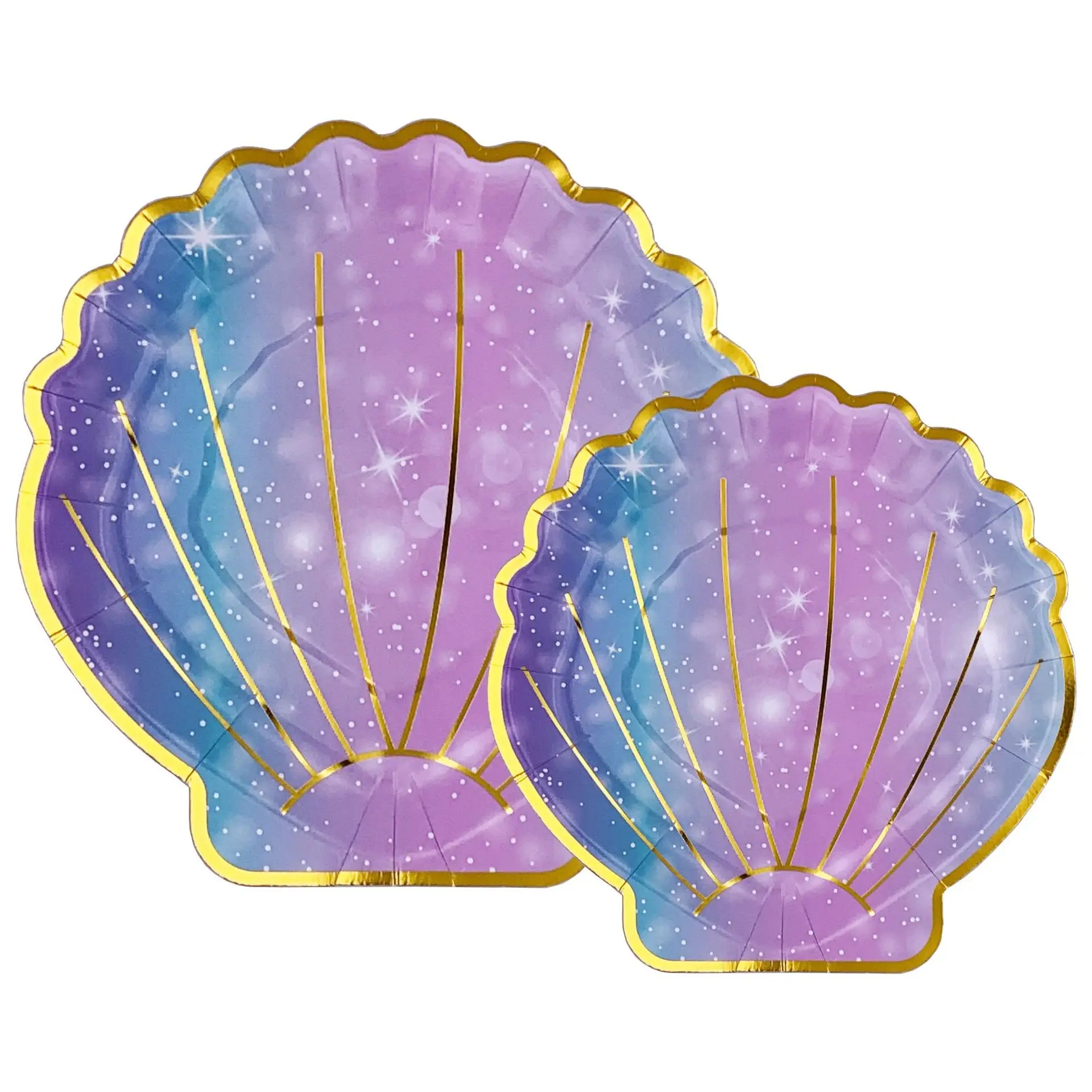 Mermaid Birthday Party Colorful Shell Disposable Tableware Under the Sea Theme Little Mermaid Party Decor Favor Mermaid Plates