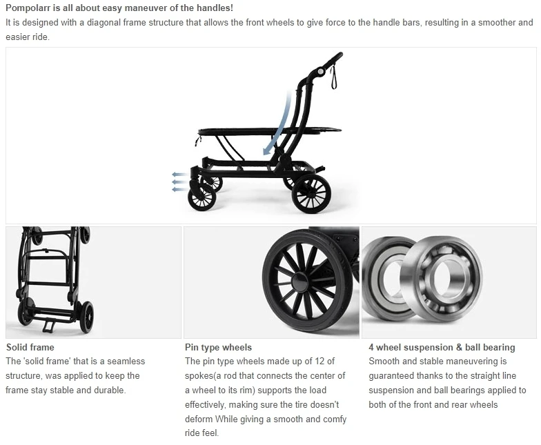 JMINTL3 WEGO STROLLER with diagonal frame structure to enable you smooth driving and length-adjustable