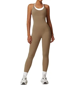 Women's Lightweight Quick Dry Yoga Jumpsuit Soft Stretchy Low Neck Open Back Bodysuit Sports Category