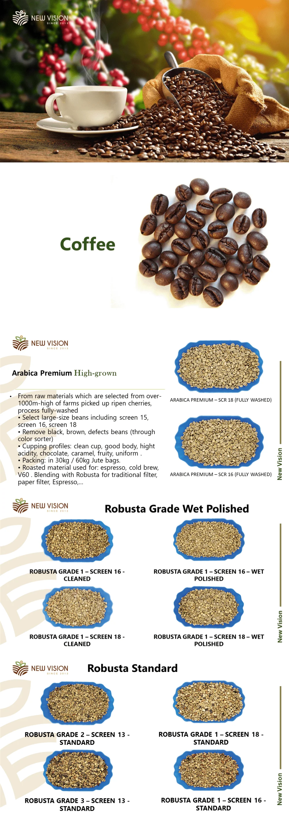 Arabica Premium Scr 16 Fully Washed And Roasted 60kg Natural Coffee ...