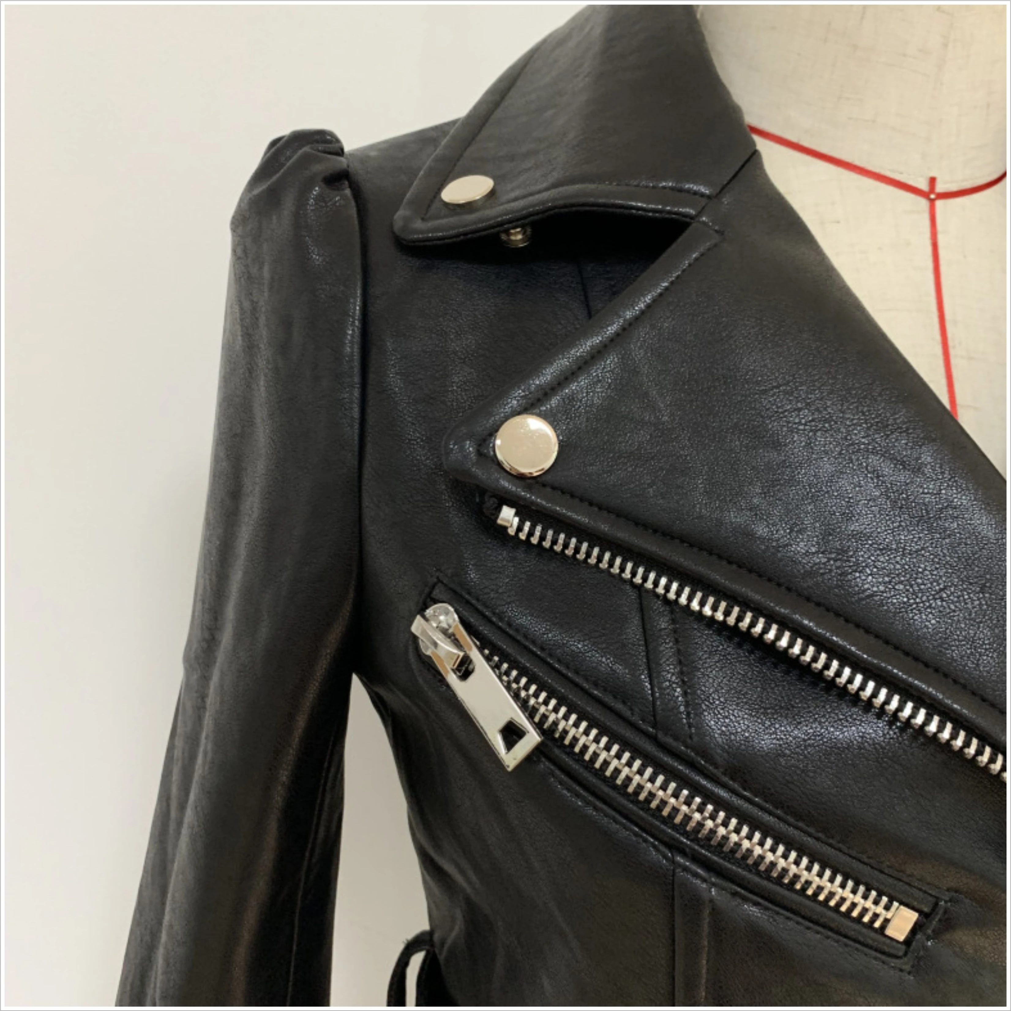 Fashion Woman Short Jacket Slim Streetwear Casual Oversized Solid Zipper Female Outwear Coat Women Motorcycle Leather Jacket - Image 4
