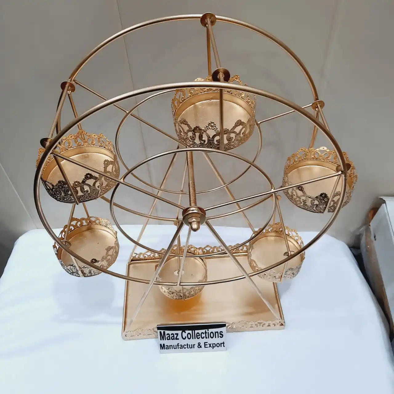 Présentoir à Cupcakes En Forme De Grande Roue - 8 Places, Argenté | Pour Fêtes, Mariages, Anniversaires - Hauteur 44 Cm - 2