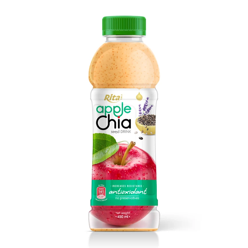 Chia Seed With Peach Flavor 450ml Pet Bottle - Customize Your Own Private Label Brand Free Design New Basil Seeds