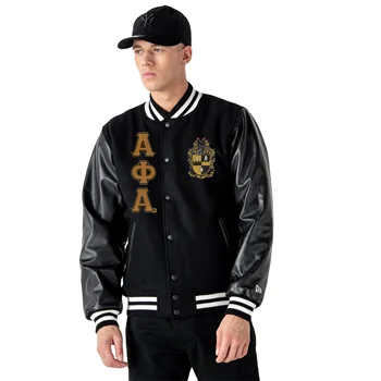 Alpha Phi Alpha Wool and Leather 1906 Varsity Letterman Jacket Custom Sorority Fraternity Greek Letters Chenille Patches Jackets
