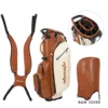 Bolsa de golf marrón con soporte, 14 compartimentos.