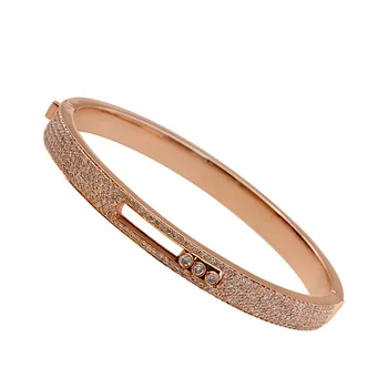 Solid 18K Rose Gold Pave Diamond Moving Bangle Bracelet Handmade Fine Jewelry Supplier from India Gold Diamond Jewelry Producer