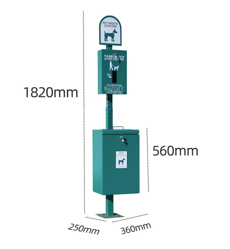 Outdoor Dog Poop Waste Station Bag Dispenser Whole Set Station Trash