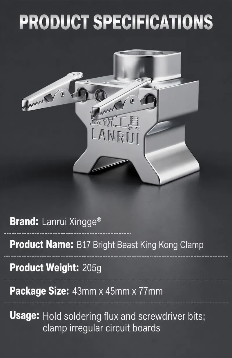 LAN RUI B17 Bright Beast King Kong Clamp Alloy PCB Holding Tool Spring Alligator Repair Clamp for Electronic Board