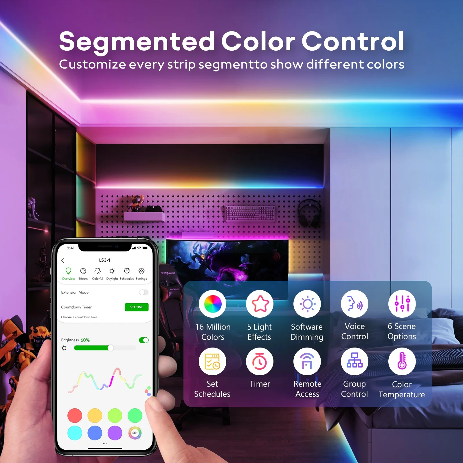 VOCOlinc 220V RGB LED Strip Light Alexa & Google App Controlled ...