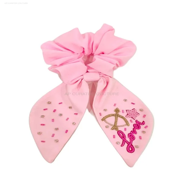 Chouchou Fait Main Tissu écossais Rose – Accessoire Cheveux Femme, Neuf Sans Emballage