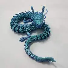 Drago Articolato Stampato In 3D 61 Cm - Statuetta Flessibile Fidget In PLA Nero, Regalo Idea Per Compleanno E Natale - 3
