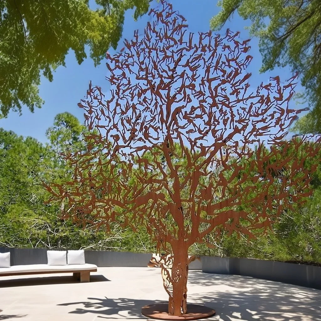Large Garden Iron Tree Rusty Metal Tree Sculpture
