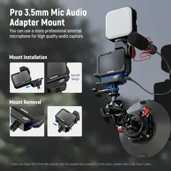 NEEWER Video Rig Cage Compatible with GoPro Hero 12 11 10 9 Light Mod Max Lens Mod, Durable Plastic with 3.5mm Media Audio Mic detail image