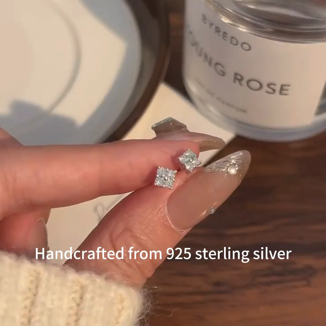 925 Pure Silver Marquise Highend Earrings For Women Radiant Square