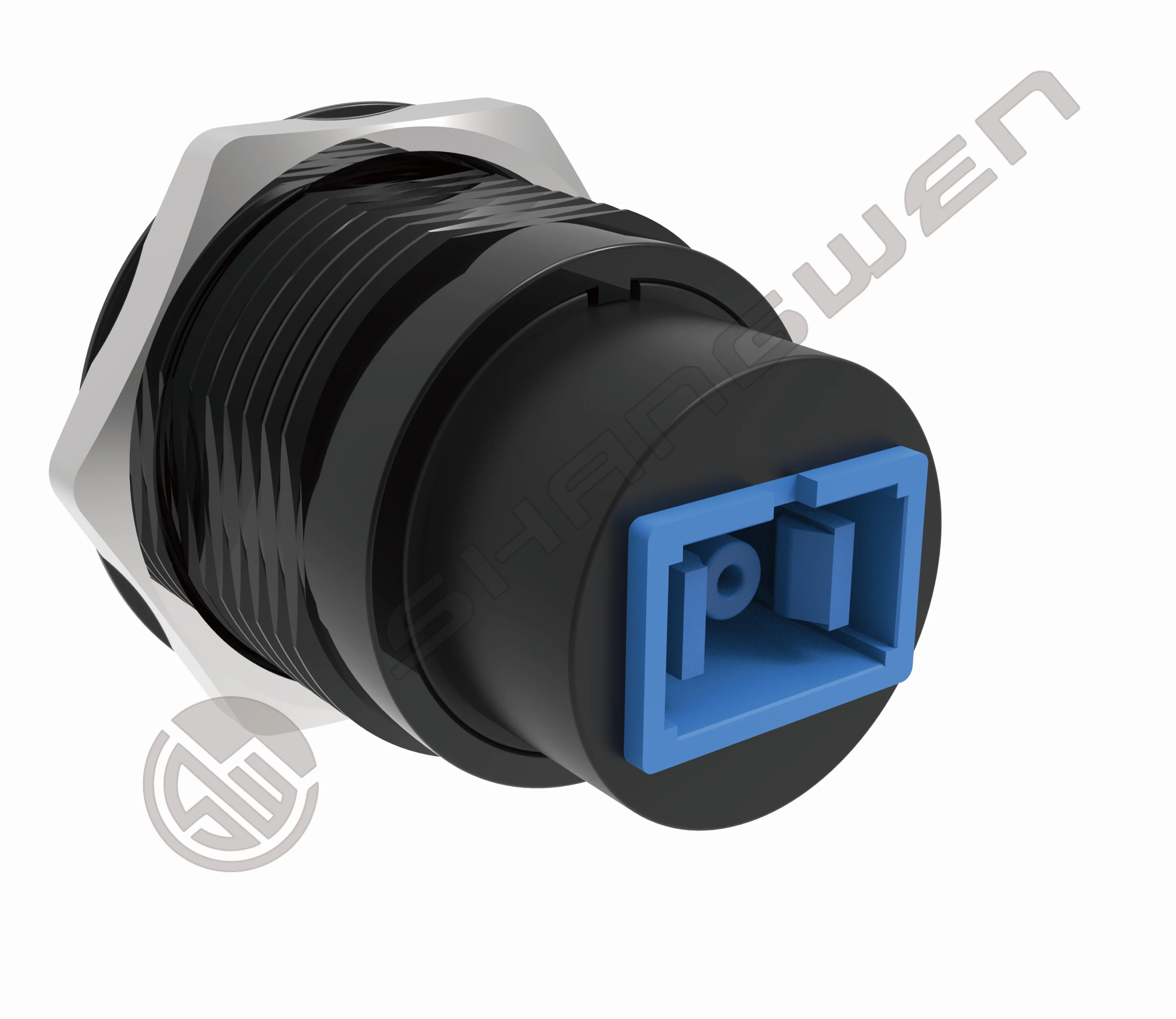 Single Mode Network SC Fiber Optic Panel Mount Coupler Black Female Female Zinc Alloy Embedded Threaded Fixed Mount Adapter