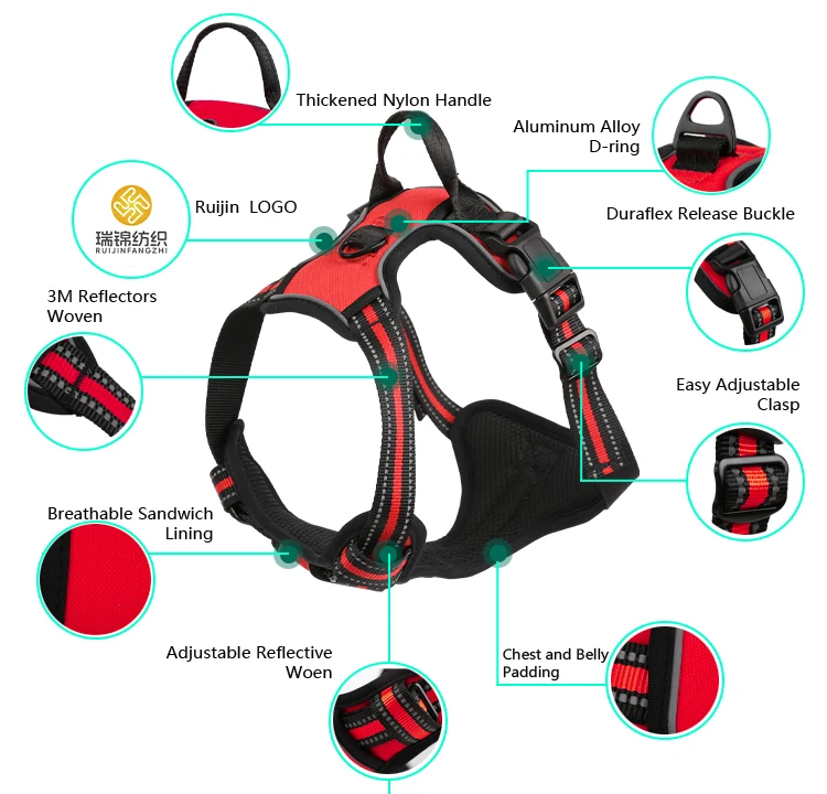 Heavy Duty Adjustable Reflective Retractable Dog Leash Set No Pull Pet