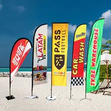 Wholesales Custom logo Teardrop  Feather Banner Flags Outdoor Advertising Flying Xl Beach Flag with Pole Stand Water Base