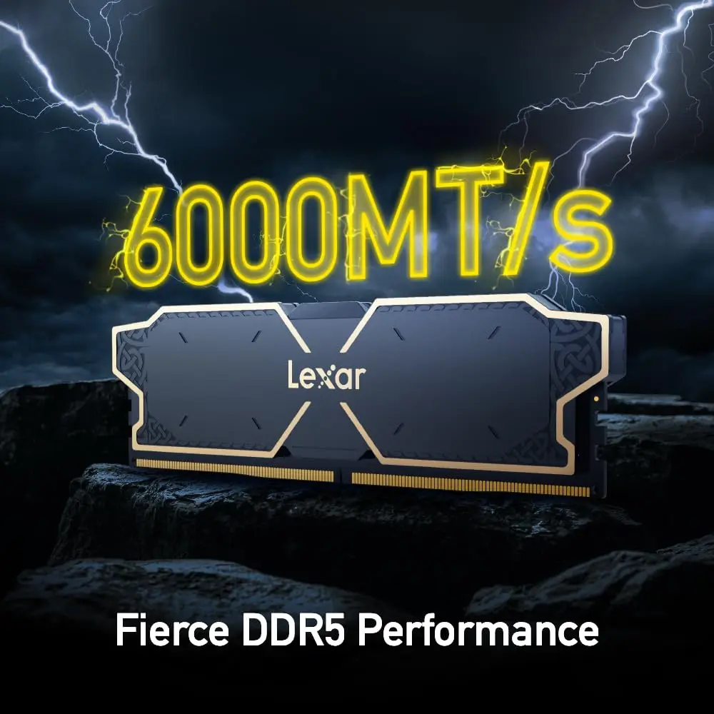 新品 Lexar DDR5 32GB （16gb*2）6000 XMP/EXPO Lexar DDR5 6000MHz 32GB (16GB*2) RAM CL32 1.35V Desktop Memory