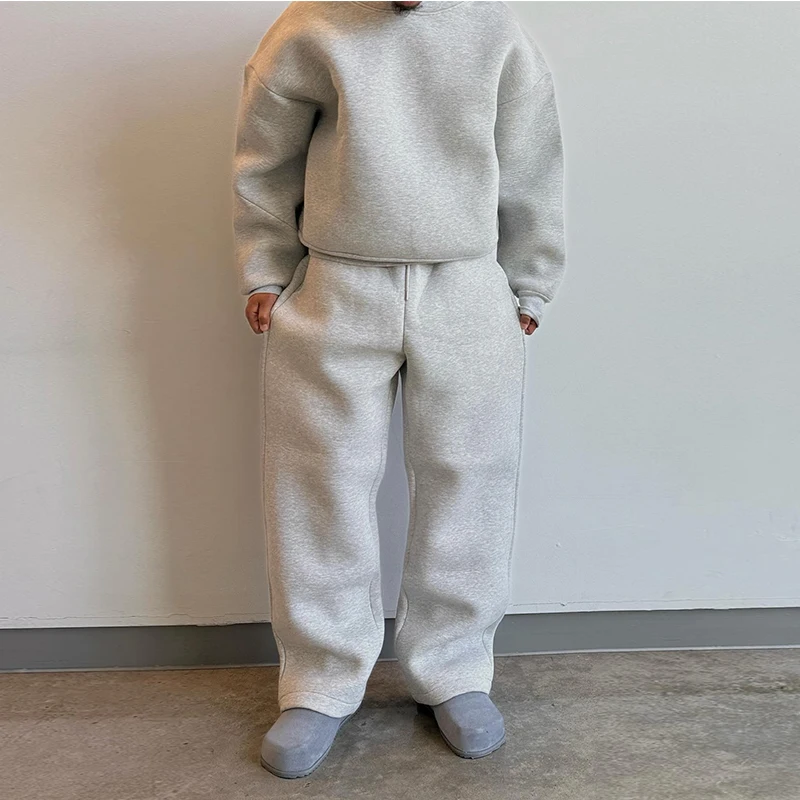Set Jogger Berhud dan Sweatshirt Berbulu 100% Kapas untuk Lelaki Dikustomkan, Sweatshirt Berat untuk Lelaki
