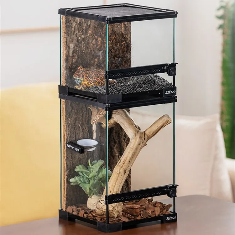 Professional Stackable Reptile Glass Tank Amphibian Enclosure for Small Reptiles