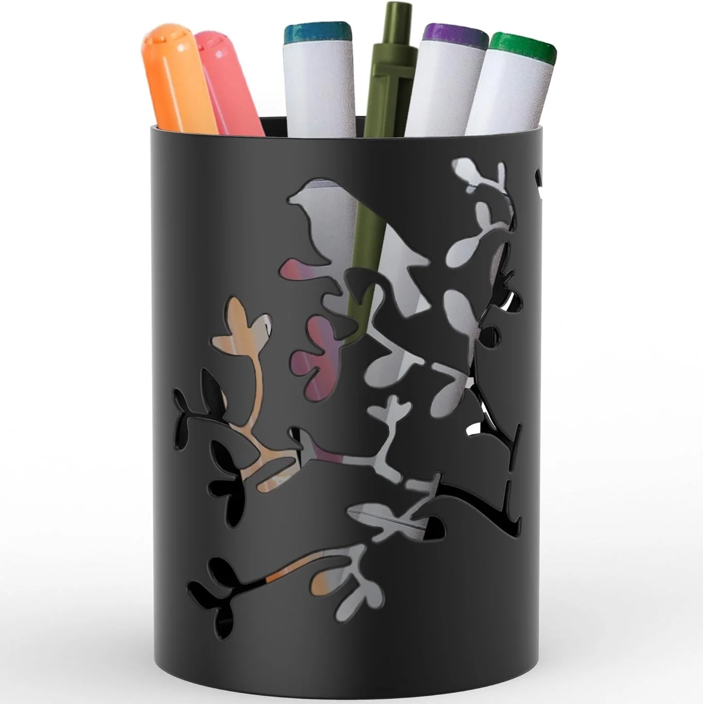 Customized Text Red Color Metal Pen Holder Best for Offices With Sizes of 8D X 8W 11H Centimeters