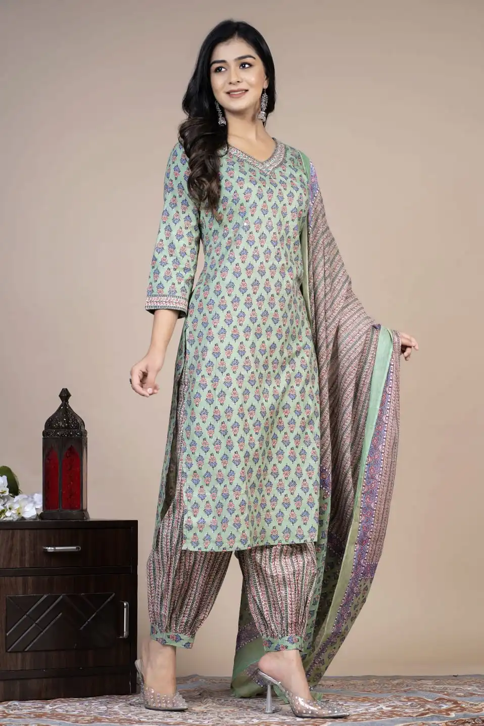 Look Straight Out of a Dreamy Movie Set As  You Turn Around and Walk in This Elegant  Suit the Perfect of Traditional Wear