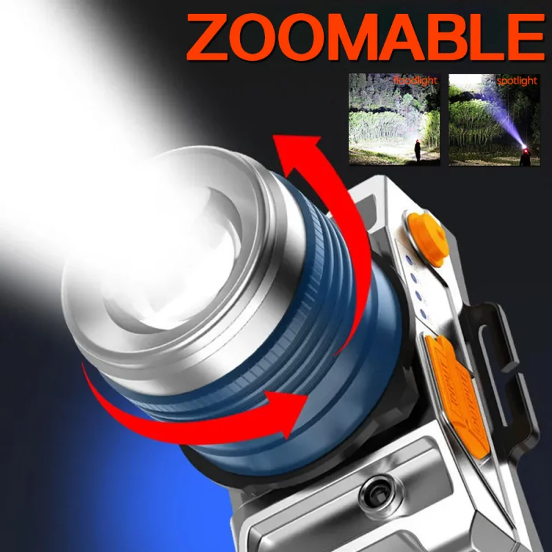 Powerful USB Zoom Headlight Motion Sensor Led Rechargeable Camping Waterproof T6 Induction LED Headlamp