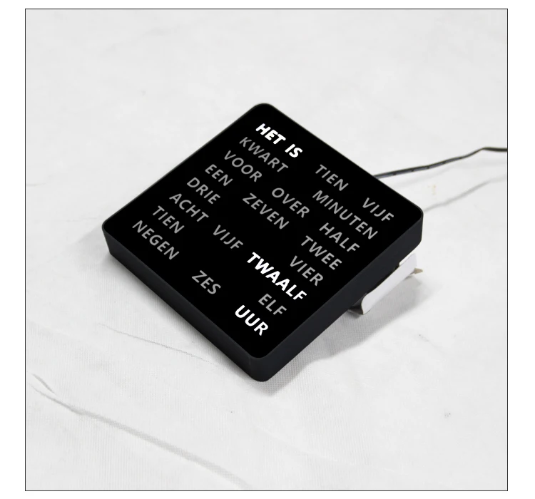 Cheetie Cp037 Led Silent Wall Clock Word Display Custom Dutch French