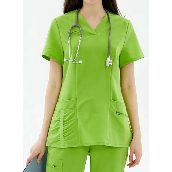 Custom Jogger Hospital Uniform Elastic Pockets Women Nursing Medical