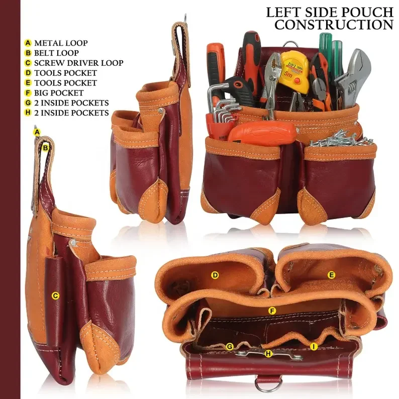 Leather Suspender Tool Bag Tool Belt Bag With Work Suspender For