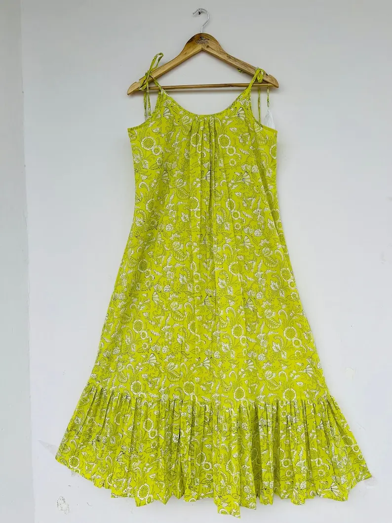 Modern Indian Screen Print Summer Dress for Ladies Stylish Western Ethnic Voile Soft Cotton Outfit Buttoned Evening Casual Dress
