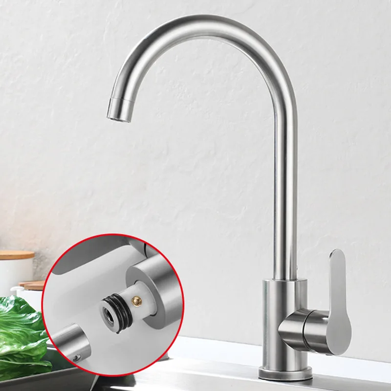 304 Stainless Steel Balls Kitchen Faucet Hot And Cold Sink Rotating