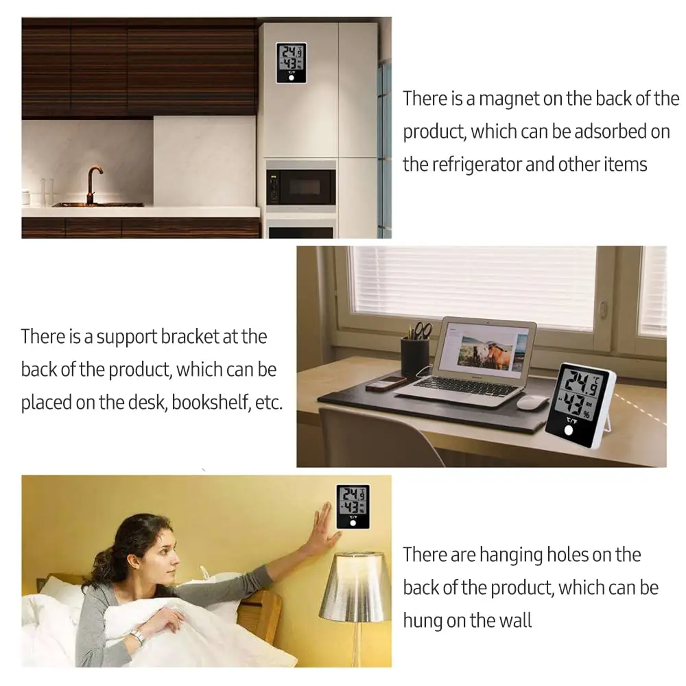 Indoor Hygrometer Thermometer LCD Digital Thermohygrometer Temperature & Humidity Gauge Monitor Hygrothermograph