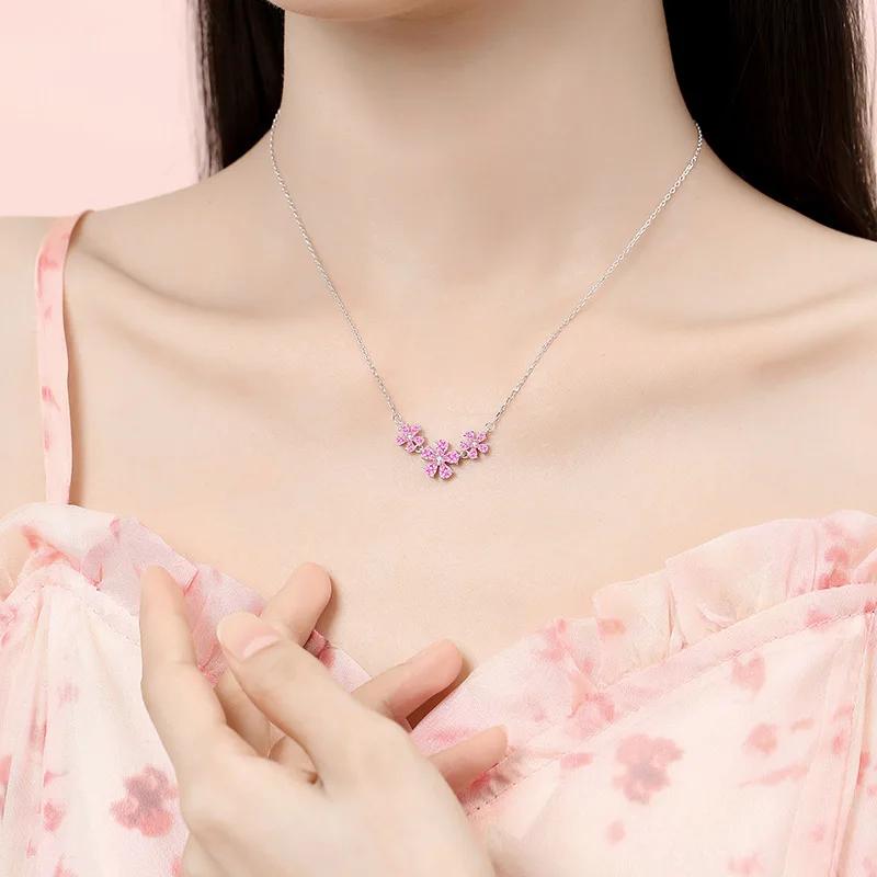Crystal Necklaces For Women Meaeguet Woman Pink Crystal Cubic