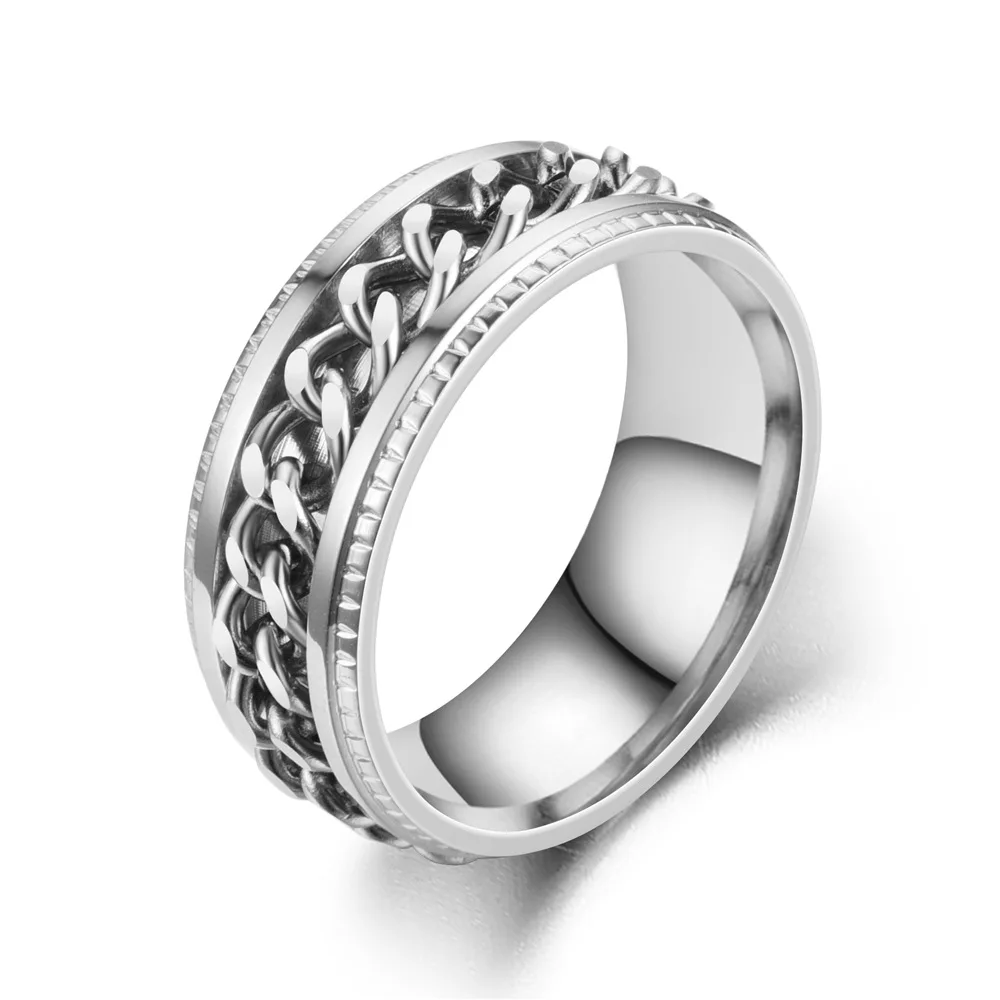 Men's Stainless Steel Chain Spinner Ring Punk Rock Gift