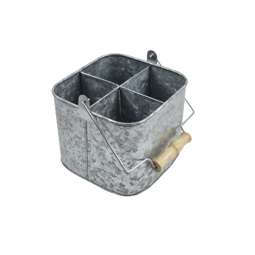 Modern Look Design Galvanized Metal Caddy With 4 Compartments \ Rustic